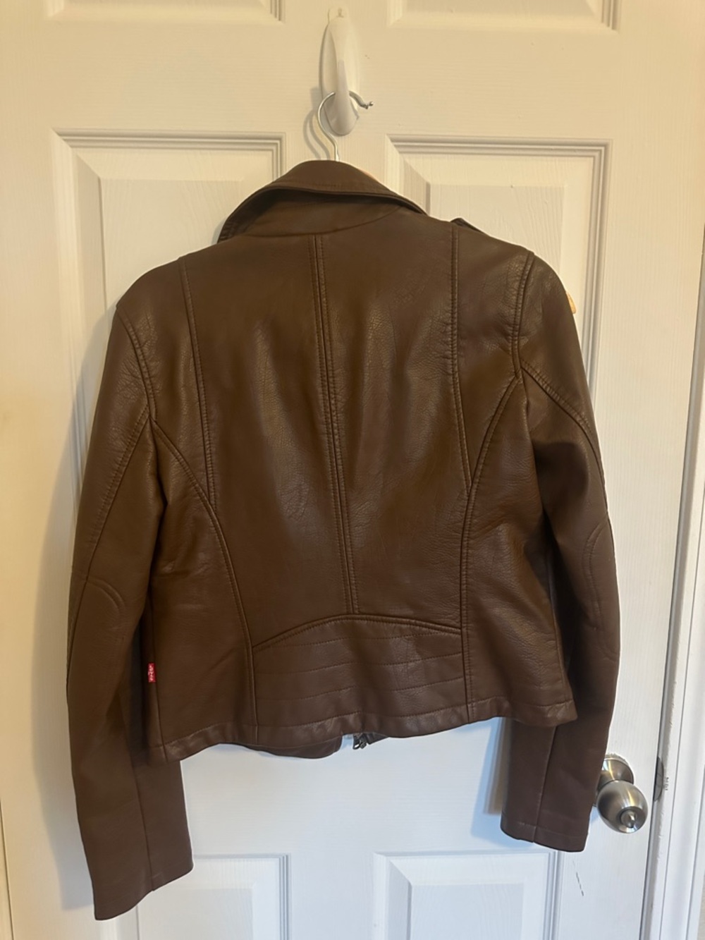Levi's Women's Brown Faux Leather Moto Jacket with Snap Details - Picture 2 of 5